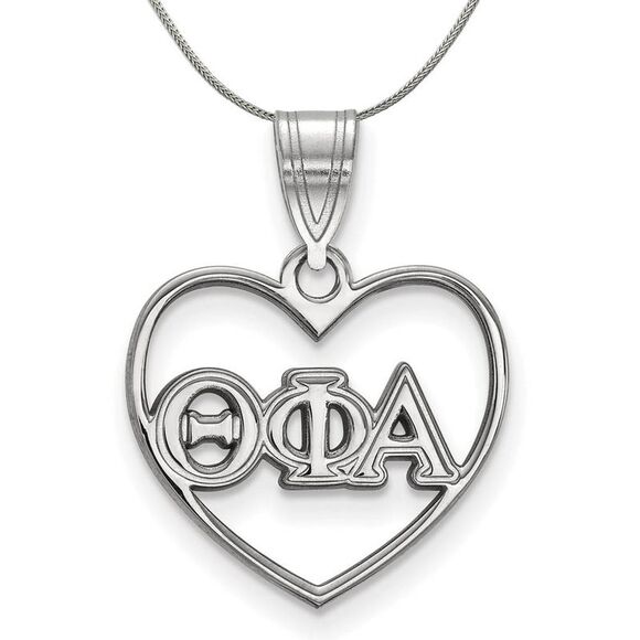 Sterling Silver Theta Phi Alpha Heart Greek Necklace - 24 Inch - Picture 1 of 8